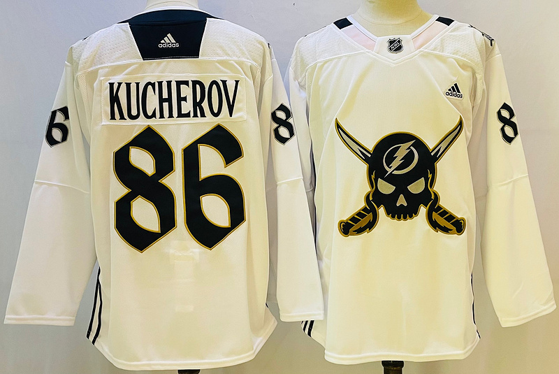 Men's Tampa Bay Lightning Nikita Kucherov #86 White jersey